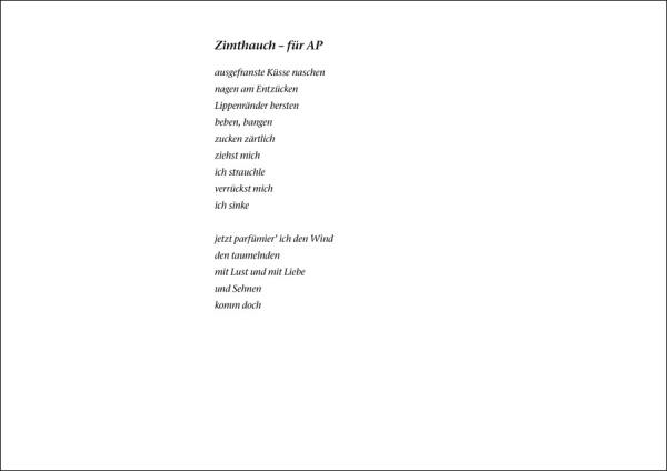 Buchseite mit Gedicht Zimthauch für AP Seite 138